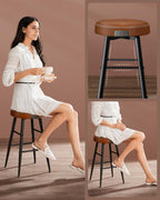 Echo Collection Bar Stool Kitchen Chair High Seat (Set of 2)