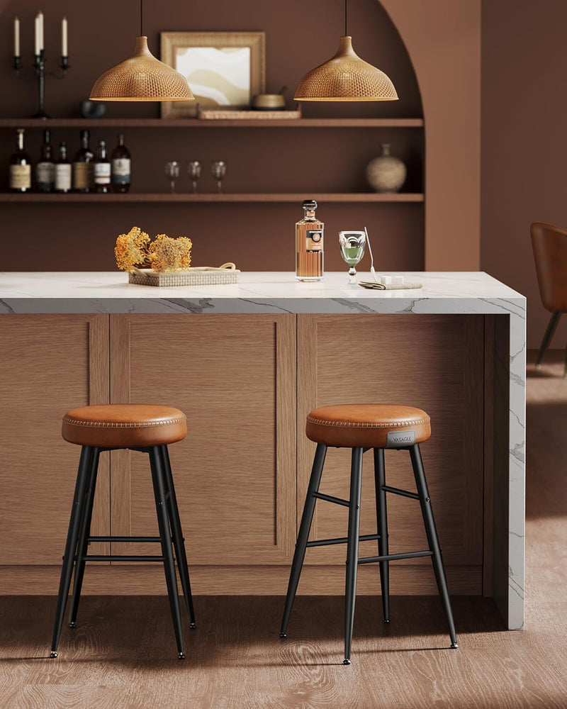 Echo Collection Bar Stool Kitchen Chair High Seat (Set of 2)
