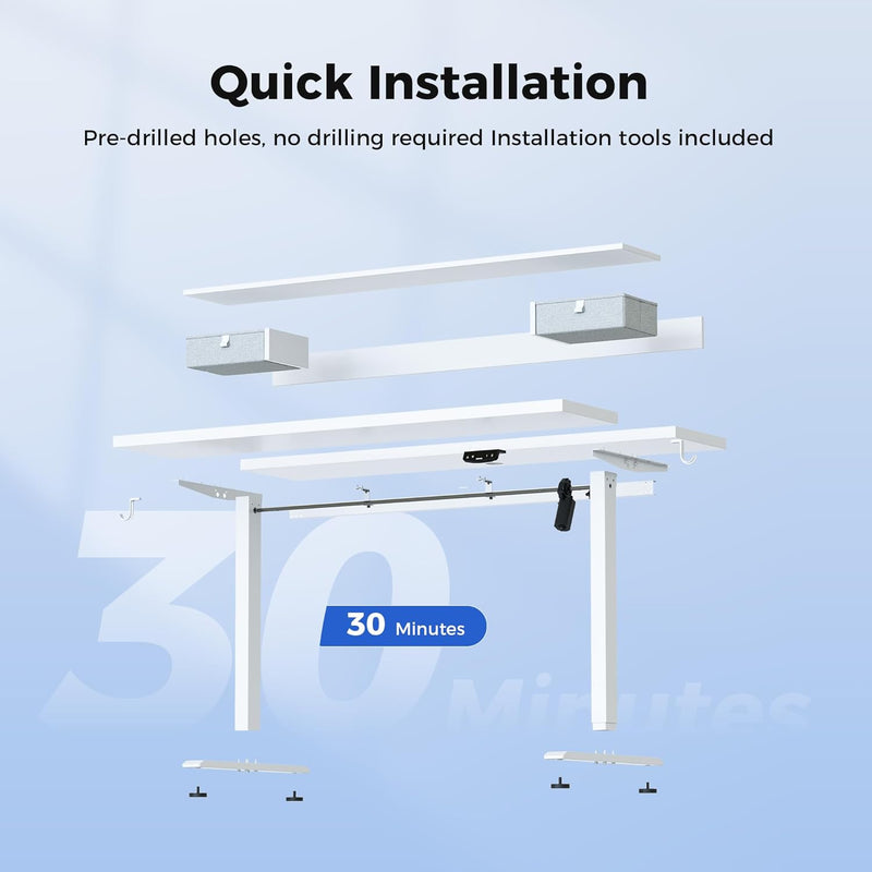 Electric Adjustable Height Desk with 2 Fabric Drawers