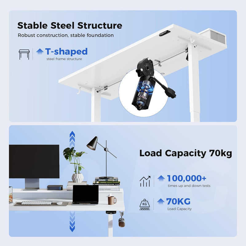 Electric Adjustable Height Desk with 2 Fabric Drawers