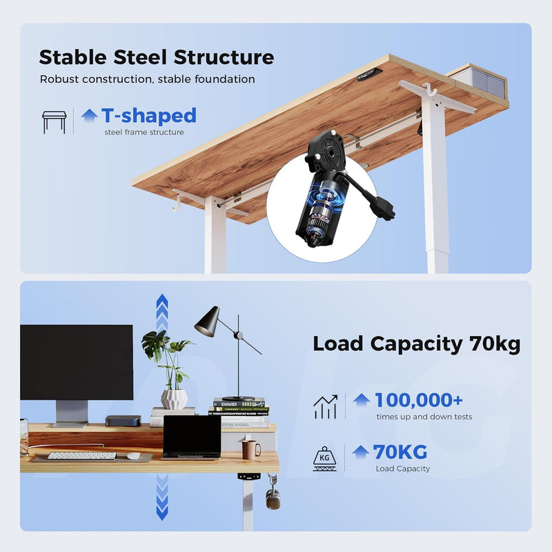 Electric Adjustable Height Desk with 2 Fabric Drawers