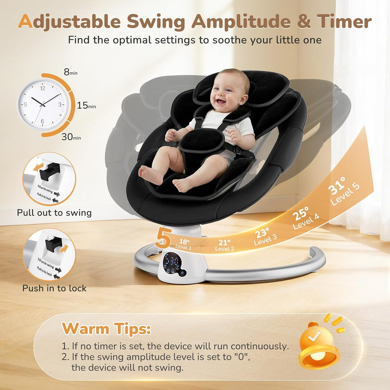 Electric Baby Swing Adjustable Backrest Infant