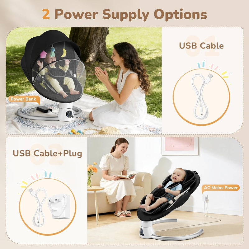 Electric Baby Swing Adjustable Backrest Infant