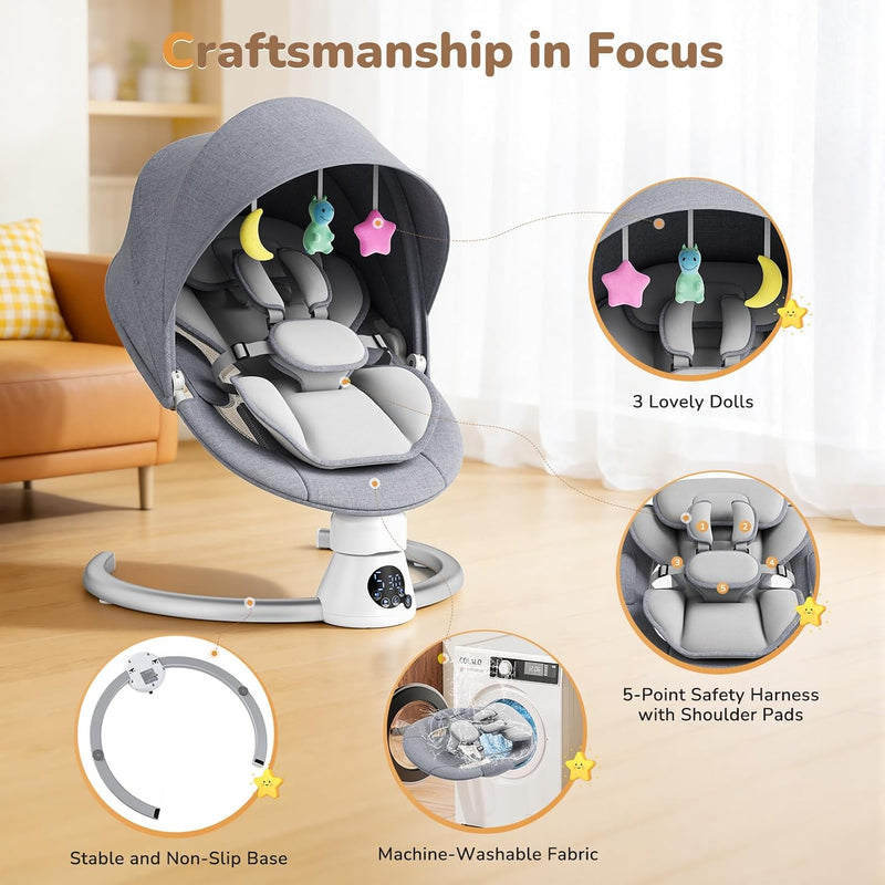 Electric Baby Swing Adjustable Backrest Infant