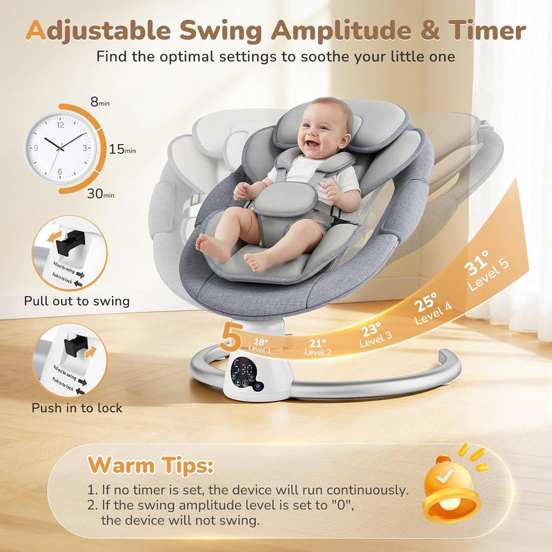 Electric Baby Swing Adjustable Backrest Infant