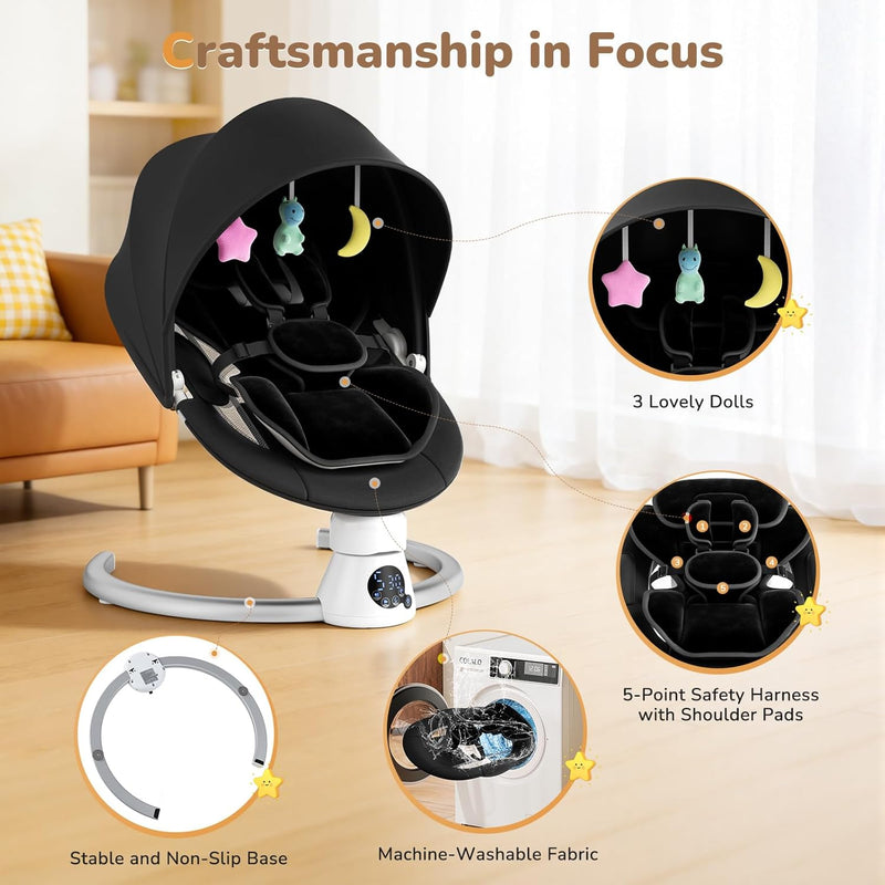 Electric Baby Swing Adjustable Backrest Infant