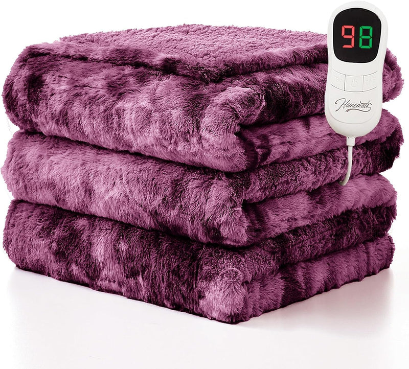Electric Blanket Corded Heated Throw 8hr Timer Overheat