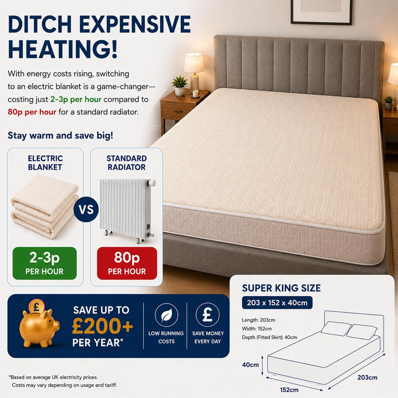 Electric Blanket Superking Size Fleece X Dual