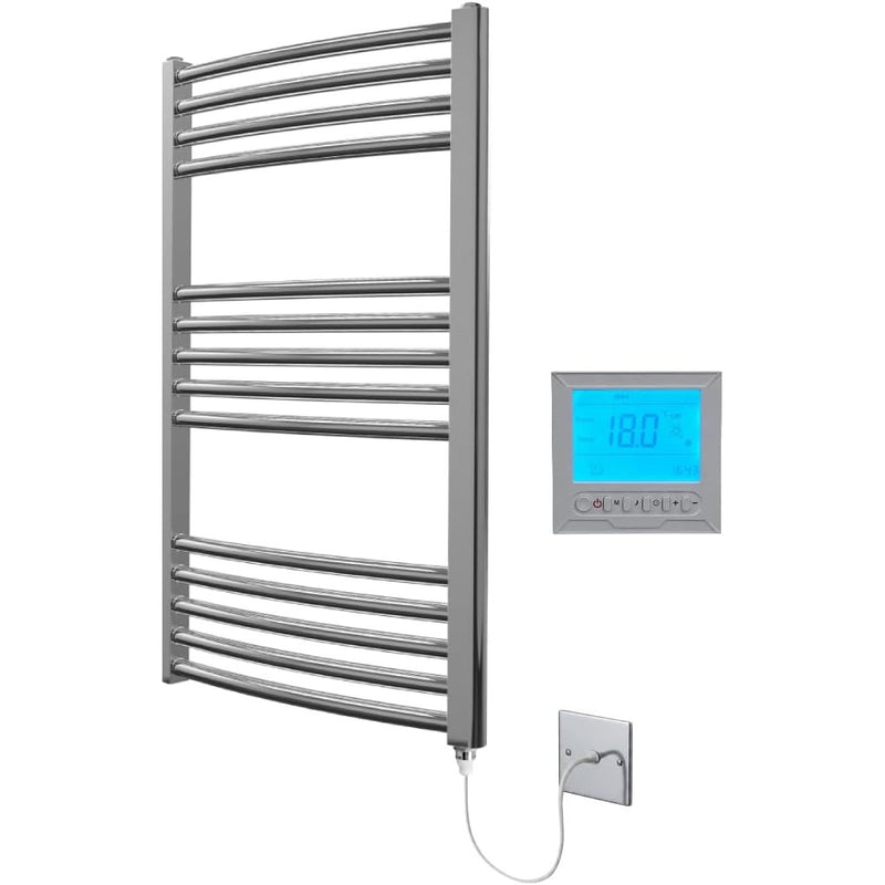 Electric Chrome 500W X 800h Curved Towel Rail