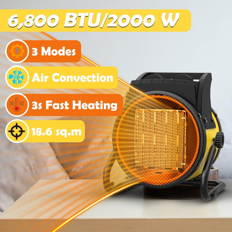 Electric Fan Heater 5000W Ceramic with Overheat Protection