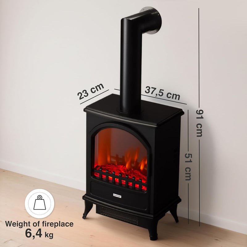 Electric Fireplace Leni with Pipe Electrical Stove Heater