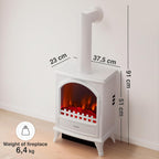 Electric Fireplace Leni with Pipe Electrical Stove Heater