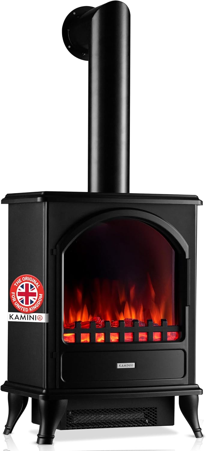 Electric Fireplace Leni with Pipe Electrical Stove Heater