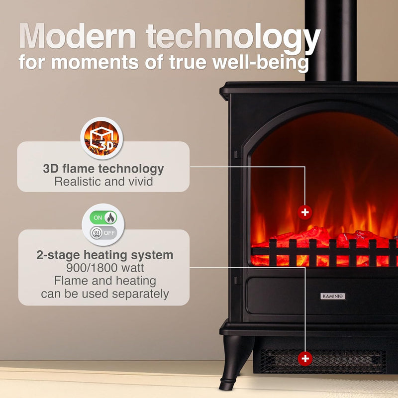 Electric Fireplace Leni with Pipe Electrical Stove Heater