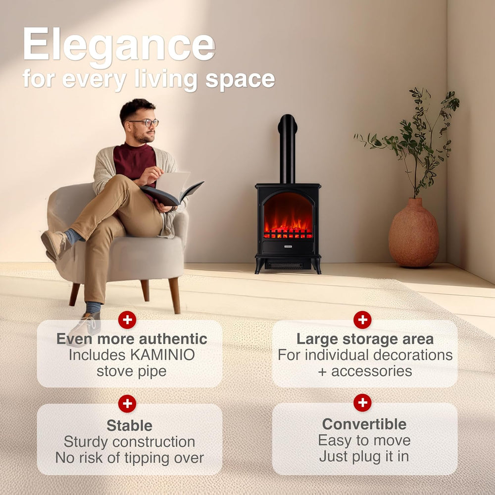 Electric Fireplace Leni with Pipe Electrical Stove Heater