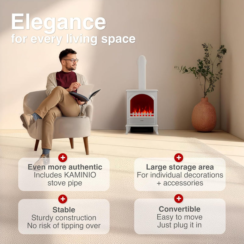 Electric Fireplace Leni with Pipe Electrical Stove Heater