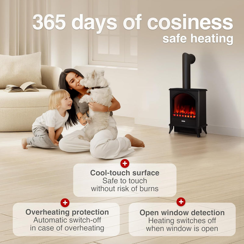 Electric Fireplace Leni with Pipe Electrical Stove Heater