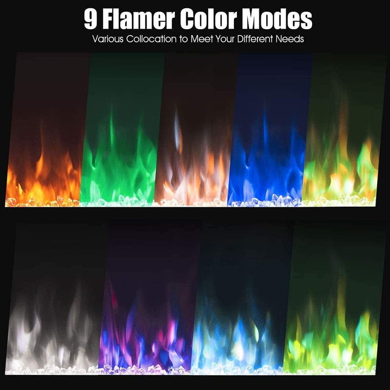 Electric Fireplace Touch Screen Glass Panel Colourful Flame
