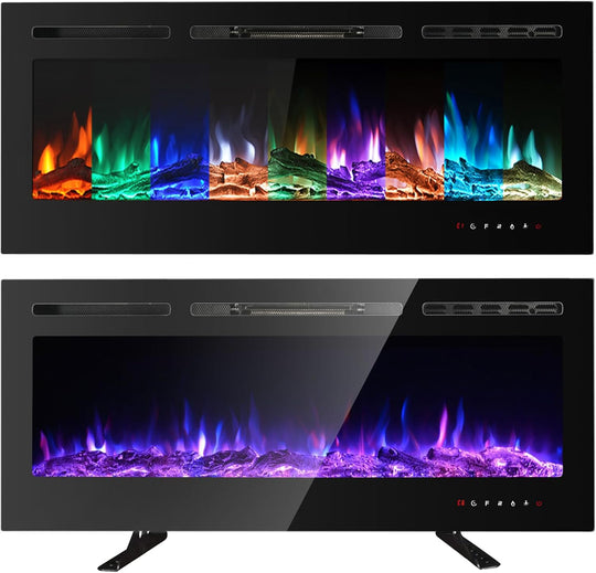 Electric Fireplace Touch Screen Glass Panel Colourful Flame