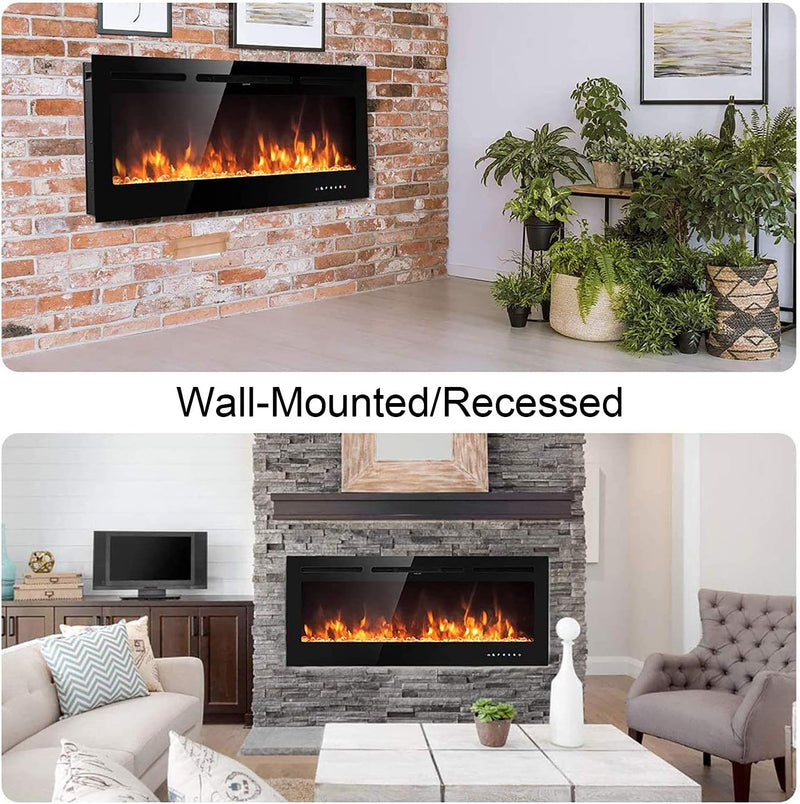Electric Fireplace Touch Screen Glass Panel Colourful Flame