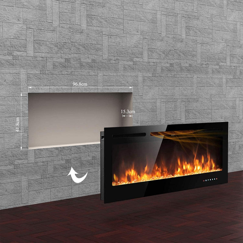 Electric Fireplace Touch Screen Glass Panel Colourful Flame