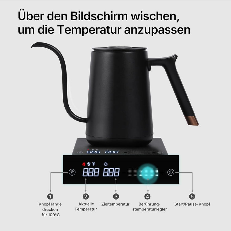 Electric Gooseneck Kettle 600ML Variable Temperature Control