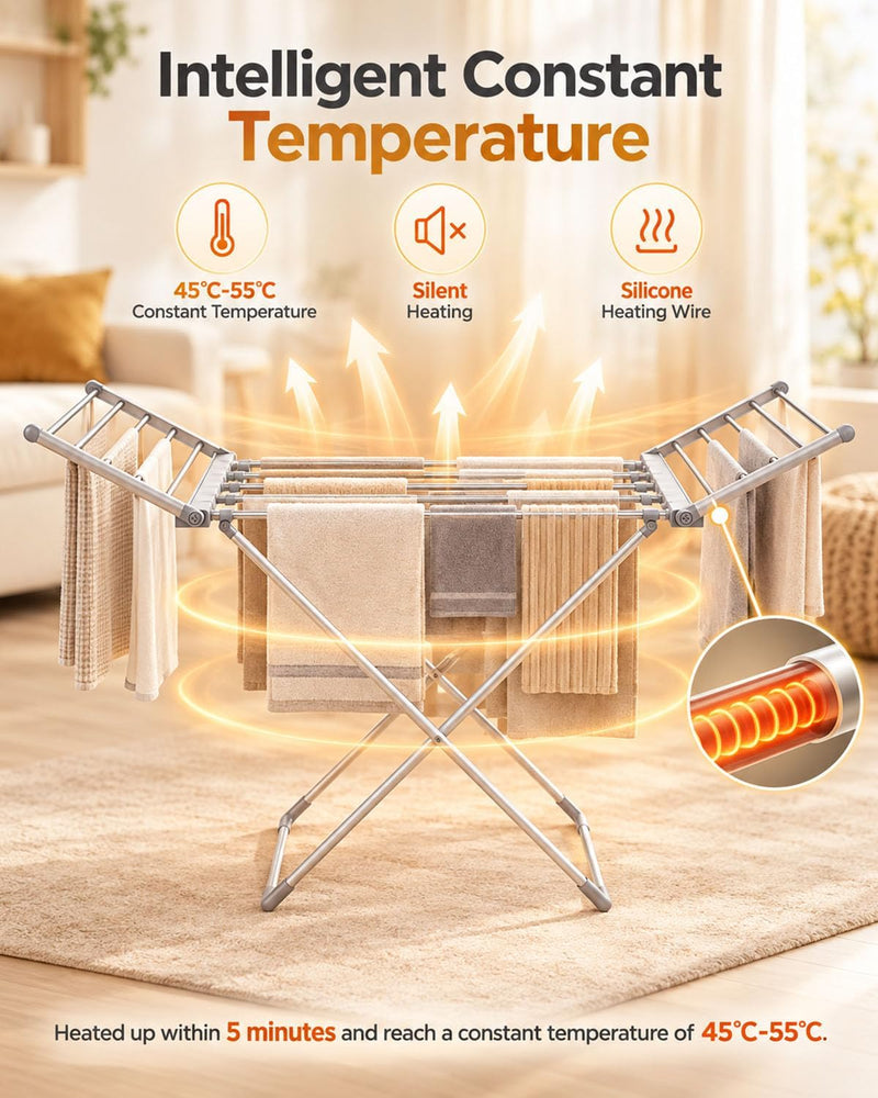 Electric Heated Clothes Airer Foldable Drying Rack