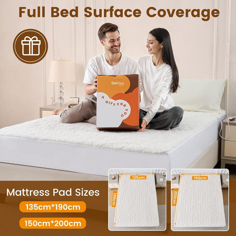 Electric Heated Mattress Pad Soft 200GSM Sherpa Dual