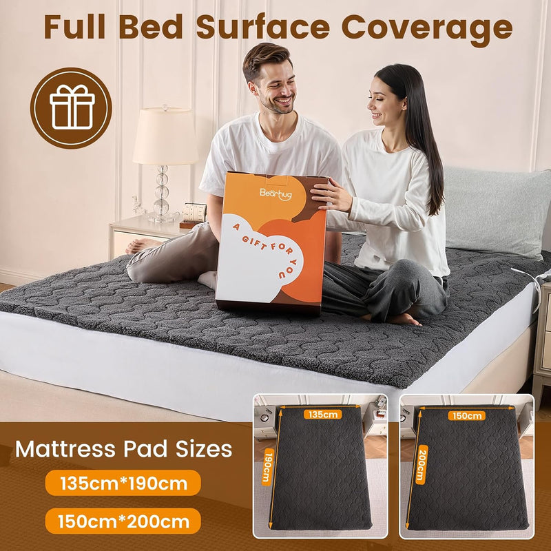 Electric Heated Mattress Pad Soft 200GSM Sherpa Dual