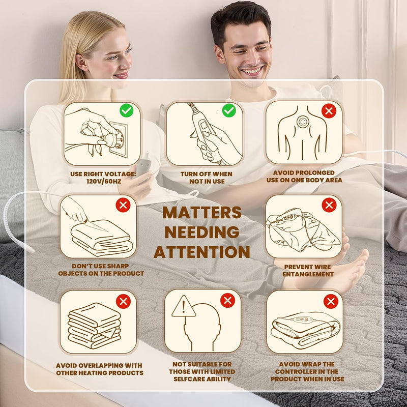 Electric Heated Mattress Pad Soft 200GSM Sherpa Dual