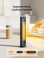 2000W Electric Heater Thermostat Remote 3 Modes 24h