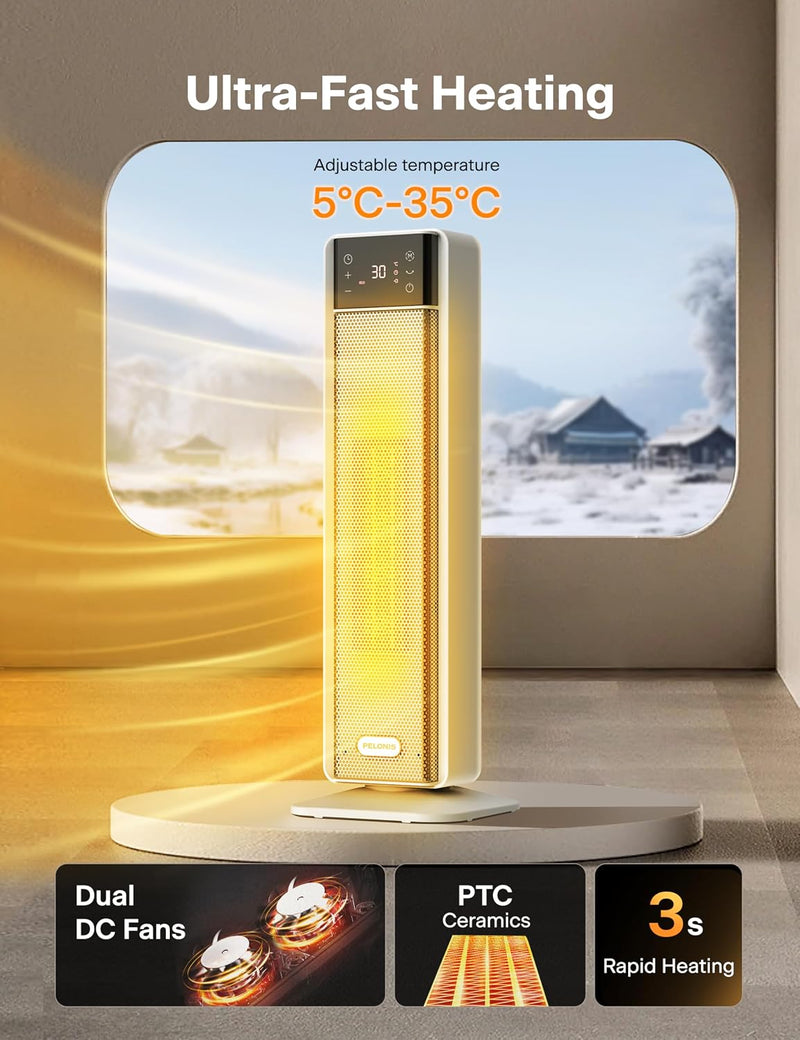 Electric Heater 2000W Energy Efficient Silent Space Portable