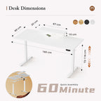Electric Height Adjustable Desk with 2 Fabric Drawers