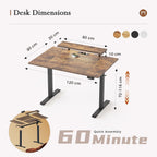 Electric Height Adjustable Desk with 2 Fabric Drawers