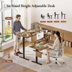 Electric Height Adjustable Desk with 2 Fabric Drawers