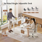 Electric Height Adjustable Desk with 2 Fabric Drawers