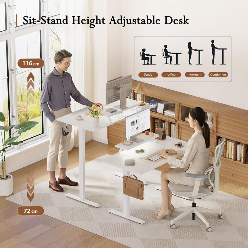 Electric Height Adjustable Desk with 2 Fabric Drawers