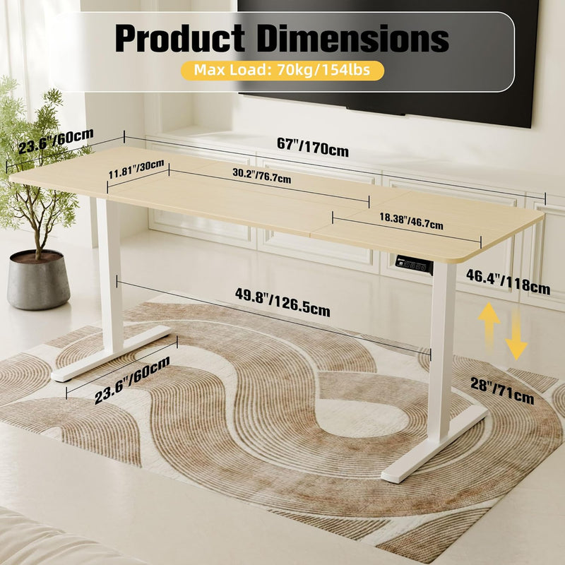 Electric Height Adjustable Standing Desk Sit Stand