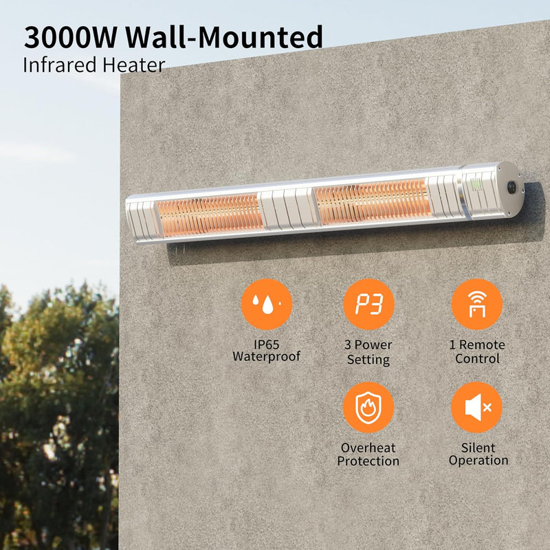 Electric Outdoor Heater Patio 3000W Infrared 3 Heat