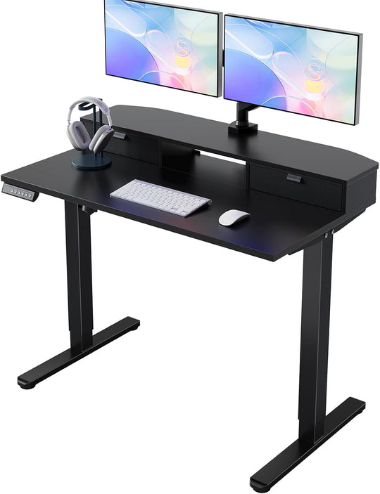 Standing Desk with Fabric Drawers