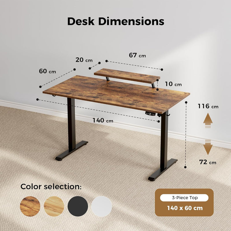 Electric Standing Desk 2 Memory Buttons Height