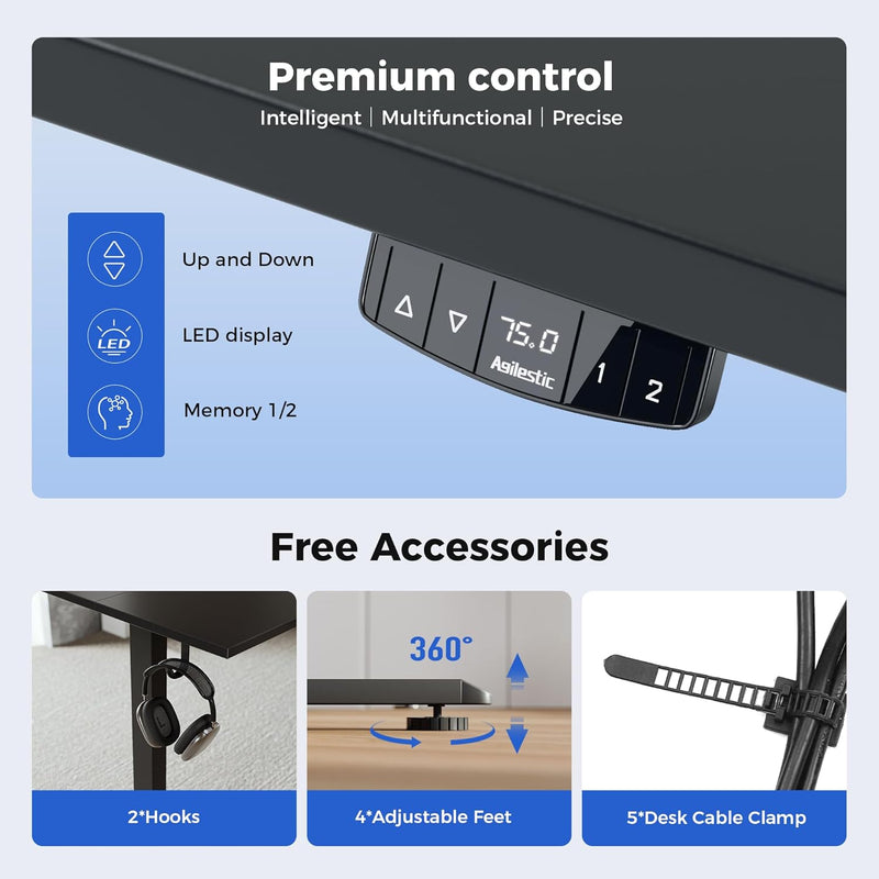 Electric Standing Desk 2 Memory Buttons Height