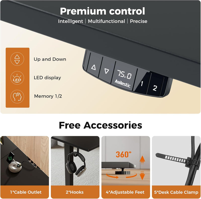 Electric Standing Desk 2 Memory Buttons Height