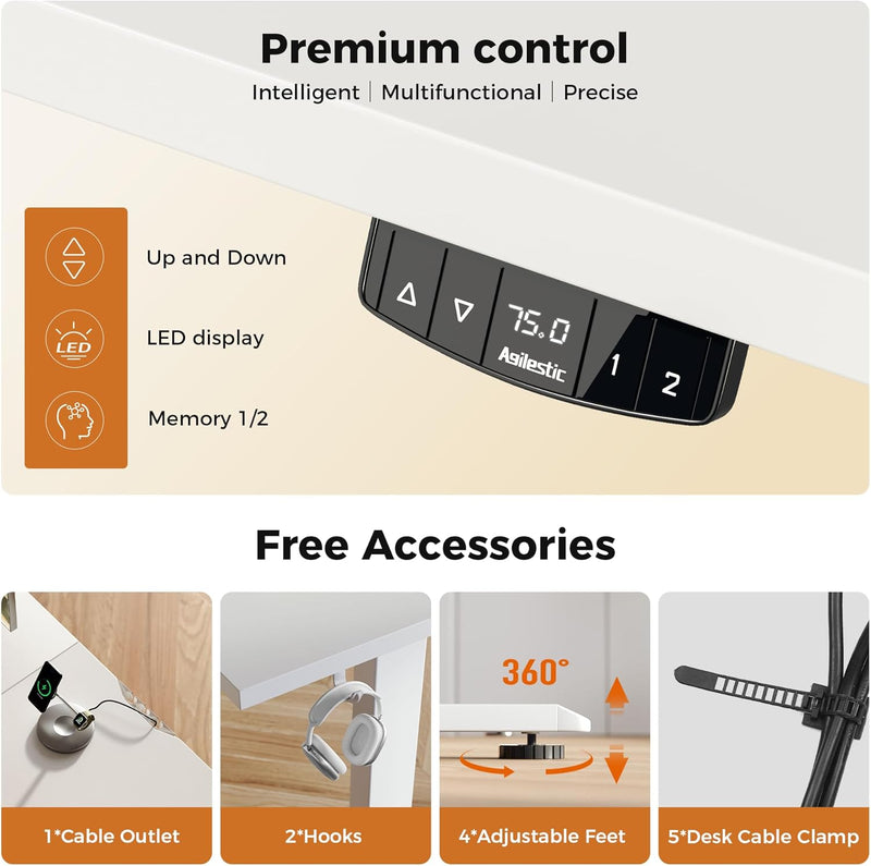 Electric Standing Desk 2 Memory Buttons Height