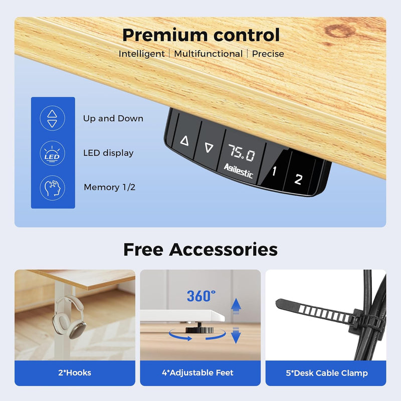 Electric Standing Desk 2 Memory Buttons Height