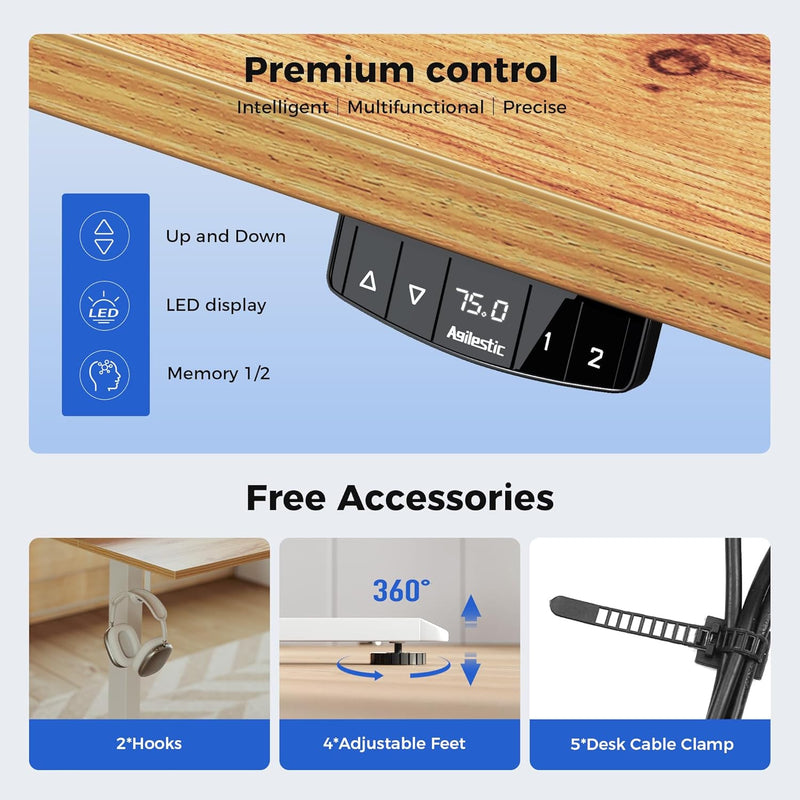 Electric Standing Desk 2 Memory Buttons Height