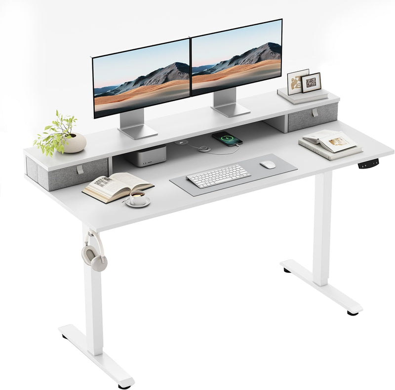 Electric Standing Desk LED Plug Movable Monitorstand