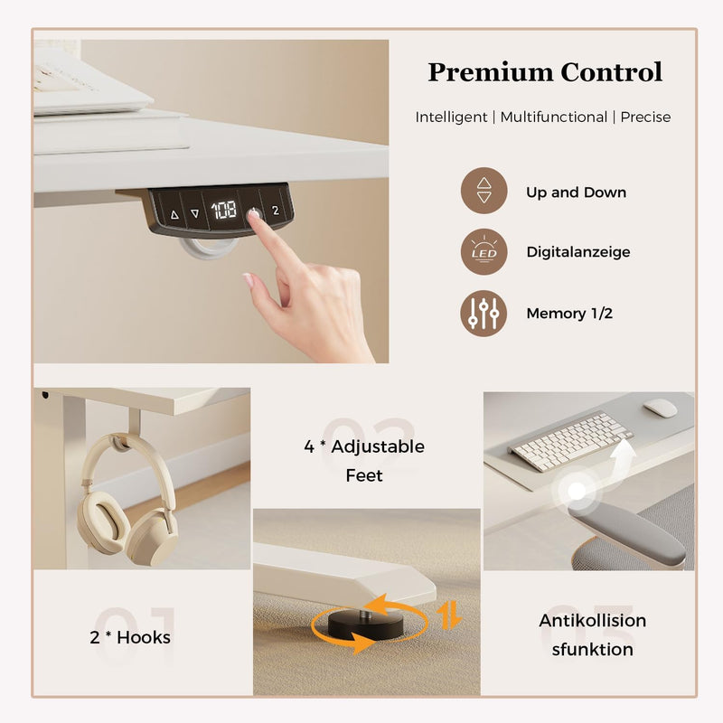 Electric Standing Desk LED Plug Movable Monitorstand