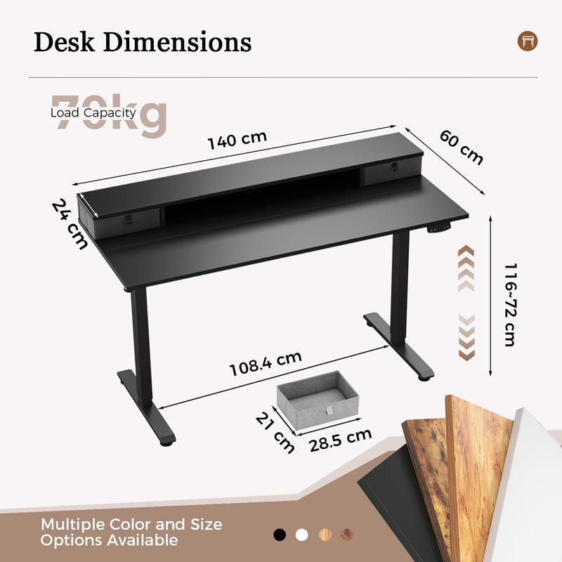Electric Standing Desk LED Plug Movable Monitorstand