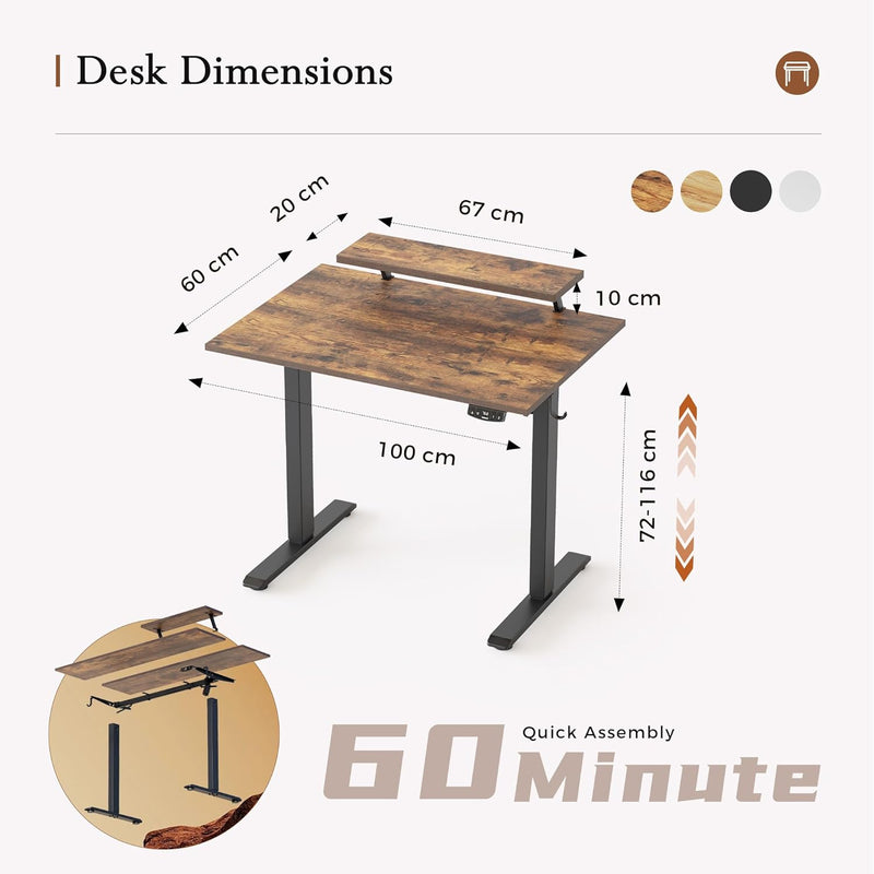Electric Standing Desk LED Plug Movable Monitorstand